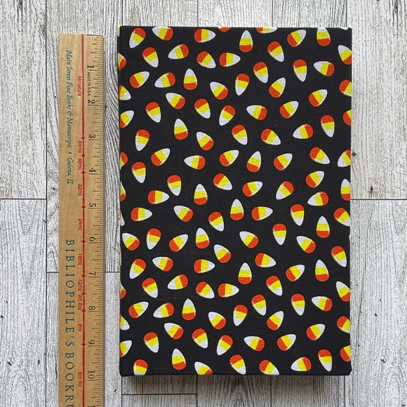 New Halloween Linen Wrapped Decorative Book Candy Corn Hand-Wrapped Spooky Decor - Picture 3 of 7